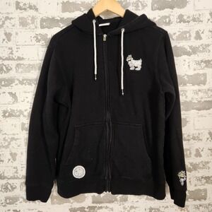 GOAT USA Zip Up Hoodie Unisex Medium Black Embroidered Goat Graphics Casual